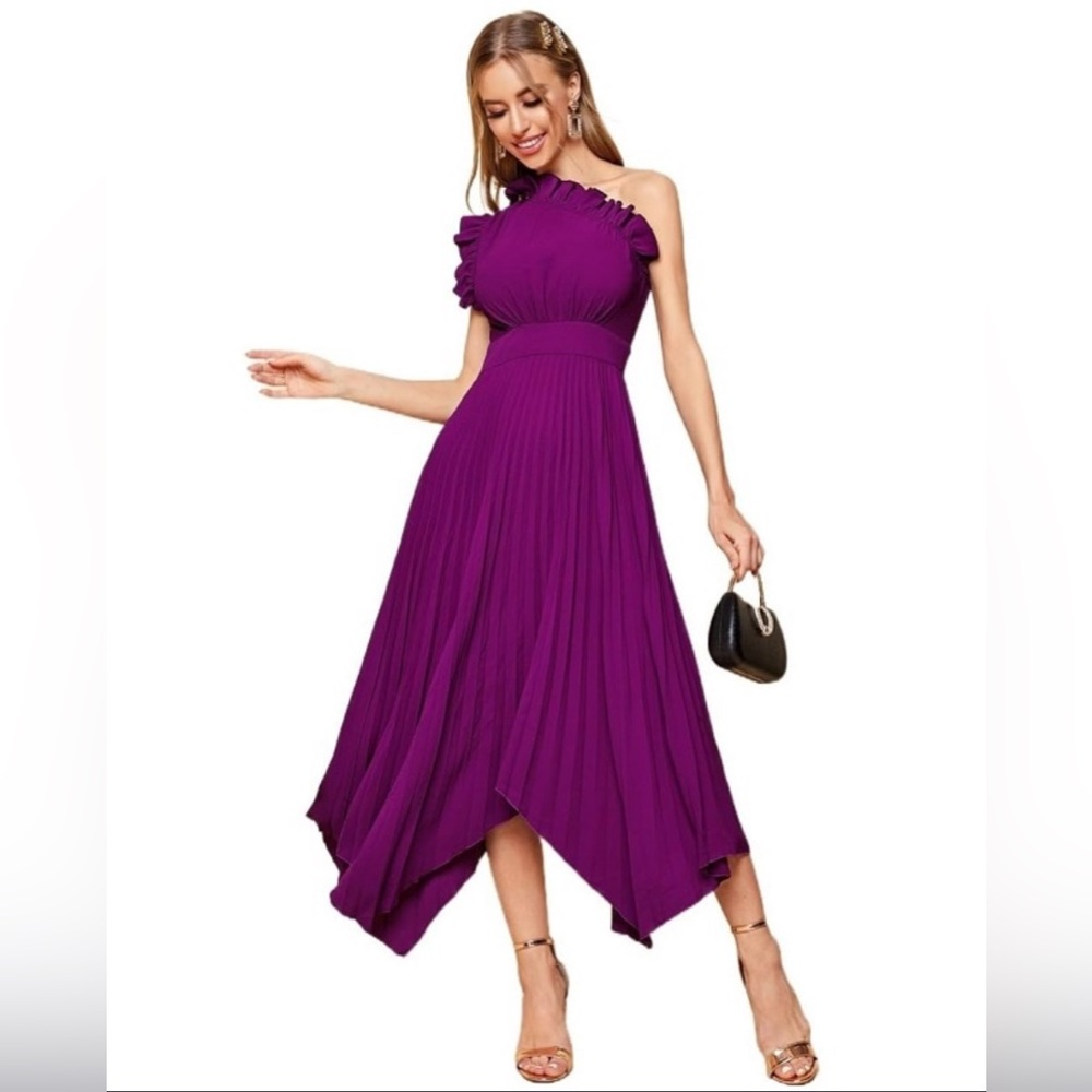 SHEIN Vibrant Purple One-Shoulder Dress / NWOT